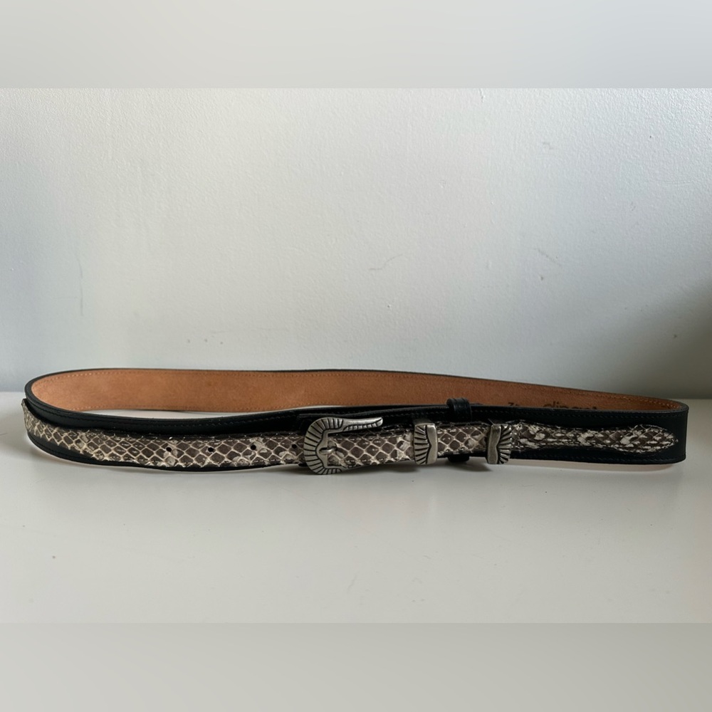 Dingo Black White Snakeskin Leather Belt Size 34 Women’s American Made Western